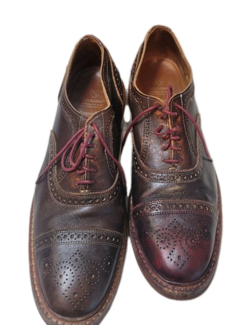 Allen Edmonds Strandmok Cap toe Oxford Men’s Size 11.5 Brown Saddle Dainite Sole